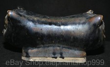 6.8" Old Chinese Song Dynasty Ru Kiln Porcelain Tiger Beast Head Pillow Statue