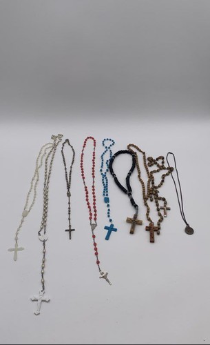 Unisex Adults Multicolor Christianity Rosaries Cross Pendant Necklace Mixed Lot