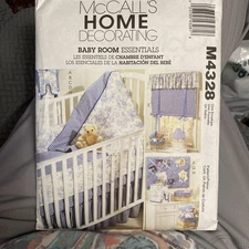 McCall's M4328 Baby Room Essentials Crib Quilt Bumper Mattress Cover & Skirt