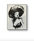 Original Abstract Mexican PinUp Girl Painting 14x11 paper Modern Walk Art Home — photo 1