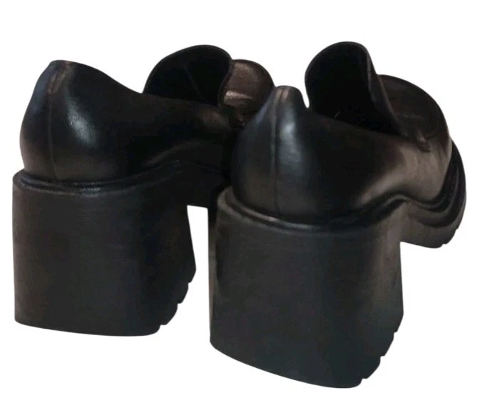 Y2K 90-х винтажный Mia размер 7,5 женщин черный блок каблук платформе мокасины коренастый гранж - Изображение 4 из 4