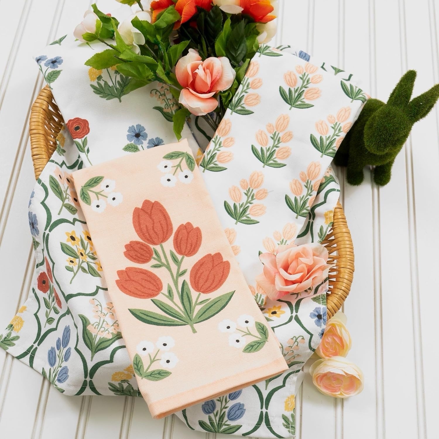 Ritz 100% Cotton Kitchen Towels, Tulip Trellis Floral &ndash; 16
