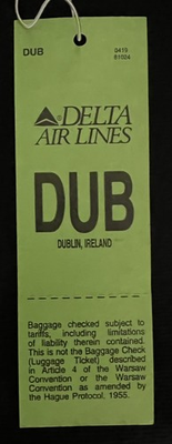 #ad Delta Air Lines Vintage 1991 Unused Airline Luggage Tag Dublin Ireland DUB $2.99