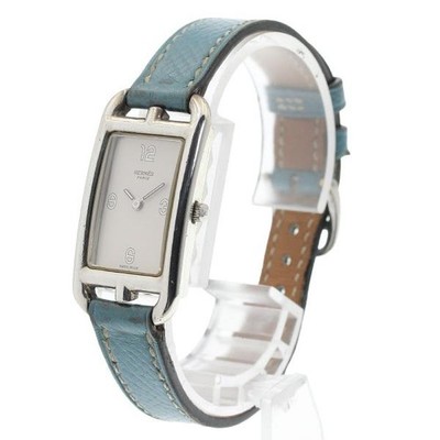HERMES NANTUCKET 20mm Leather Silver #C17496