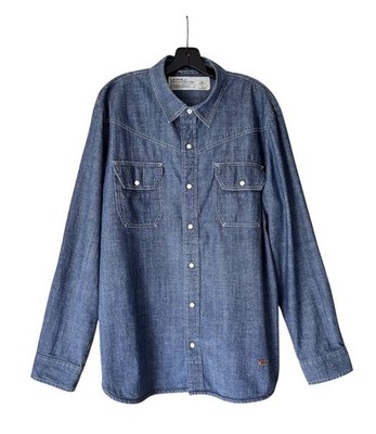 Vtg. 90 s Levi s Limited Edition Chambray Denim  Snap Western Shirt XL