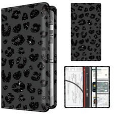 Premium Car Registration and Insurance Card Holder, Cute PU Leather Car Docum...