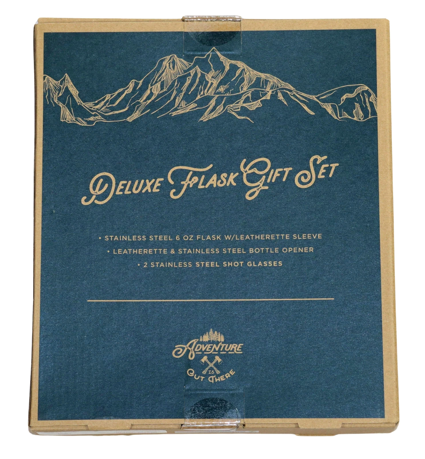 Adventure Men's Deluxe Flask & Bottle Opener Gift Set - Taupe