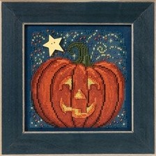 DIY Mill Hill Midnight Pumpkin Halloween Button Bead Cross Stitch Picture Kit