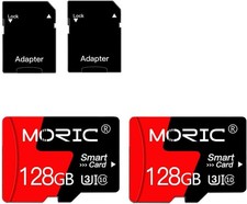 2 Pack 128GB Micro SD Memory Cards with SD Adapters Class 10 U3 TF Card Set