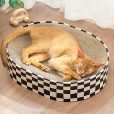 Cat Scratcher Cardboard,2 in 1 Oval Cat Scratch Pad Bowl for Indoor Kitty Gri...