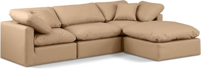 Stylish Tan Vegan Leather Modular Sectional Sofa - 105'' W x 70'' D