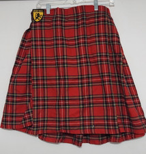 Sport Kilt Made in USA Adult L Tartan Red Plaid Pleated Adjustable waist