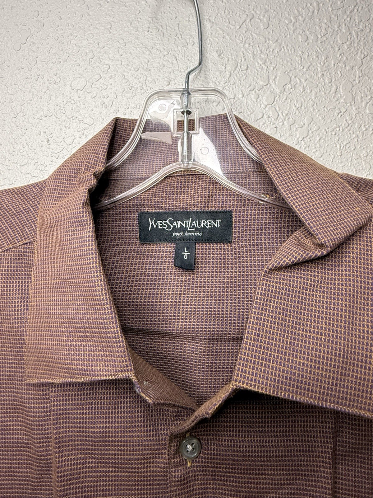 Camicia uomo Yves Saint Laurent in cotone color ruggine con bottoni taglia L