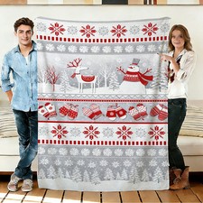 Christmas Flannel Blanke -Soft Plush Throw Blanket Cozy Flannel Gift for Family