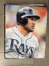 Signed Yankees Ray's Baseball Star Johnny Damon  Color 11 X 14 Photo
