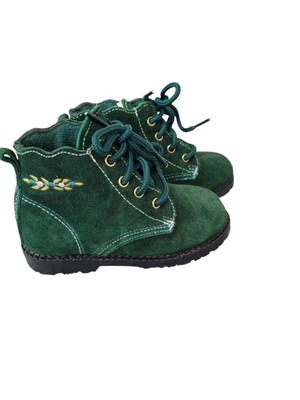 Toddler Girls Suede Lace Up Ankle Boots Size 7 Green Playclothes Embroidered