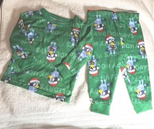 BLUEY 2 PC Green Christmas Holiday Pajamas Lg Slv Toddler Size 12 Mo Boys Girls