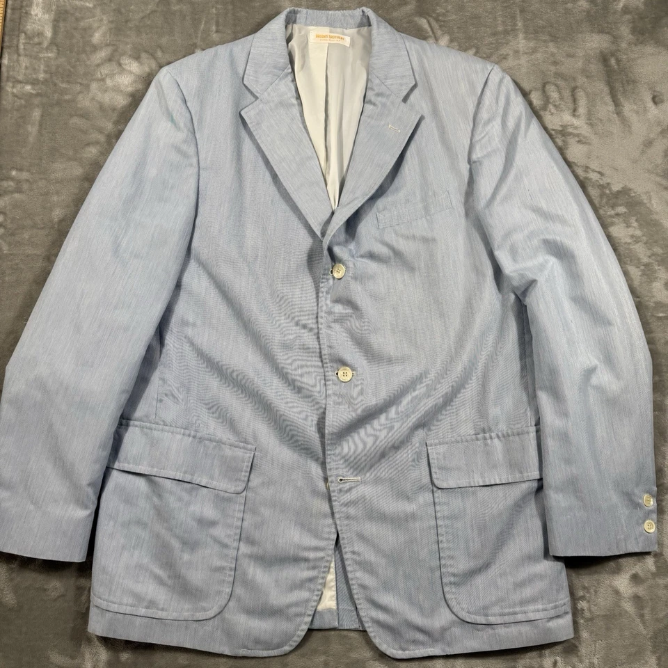 Traje Pincord Vintage Años 70 Brooks Brothers Azul Blanco Rayas 40R - 36x32 Foto 3 de 4