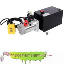 Bomba hidráulica 8QT tanque de acero remolque de volteo de acción simple bomba unidad de potencia DC 12V