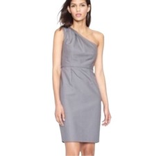 J. Crew Gray Cotton "Misha" One Shoulder Dress Size 6