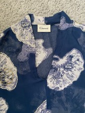 Ganni  Floral Programme sheer Short Sleeved   Sequins & Diamanté Top Blue