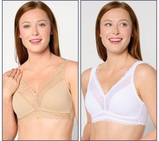 Breezies Women's Bra Sz M Lace Soft Support Wirefree White A634606