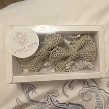 Angel Kids Handmade Beige Crochet Yarn Bow Ha...