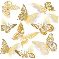 3D Butterfly Wall Decor - 48 Pcs, 4 Styles, 3 Sizes, Gold 48 Pcs, Gold