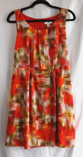 Ann Taylor Loft Women's Orange Multicolor Sleeveless Rear Zip Mini Dress Size 2