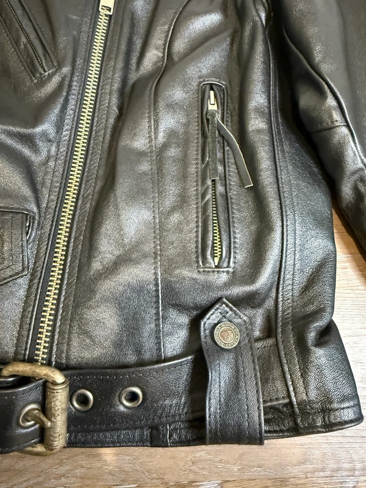 НОВАЯ винтажная черная кожаная мотоциклетная куртка HARLEY DAVIDSON 1990-е сделано в США - Изображение 3 из 4