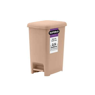 Superio 2.5 Gal Slim Step On Pedal Plastic Trash Can Waste Bin For Under Desk