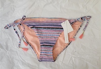 NWT Ninety Five Ocean M Front Side-Ties Cheeky Stripe Bikini Swim Bottoms #93403