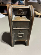 Vintage Metal US Mail Coin Bank Postal Box 5.5" Tall