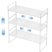 Expandable Cabinet Shelf Rack, Large Kitchen Cupboard Organizer Stackable Cab...