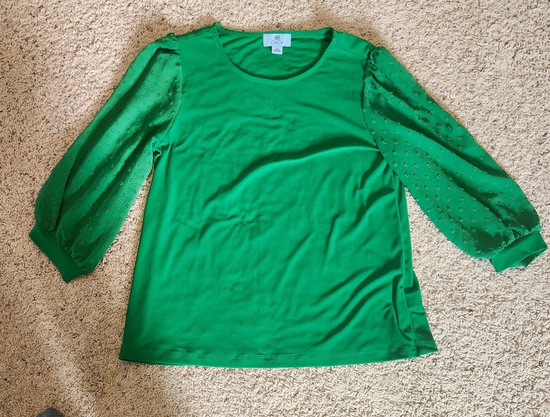 CeCe 3/4 Sleeve Green Blouse, Size S