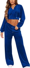 Cropped Tracksuit Sweatsuit Hoodie Hooded Sports Suit Tops Sweatpants Pants Set