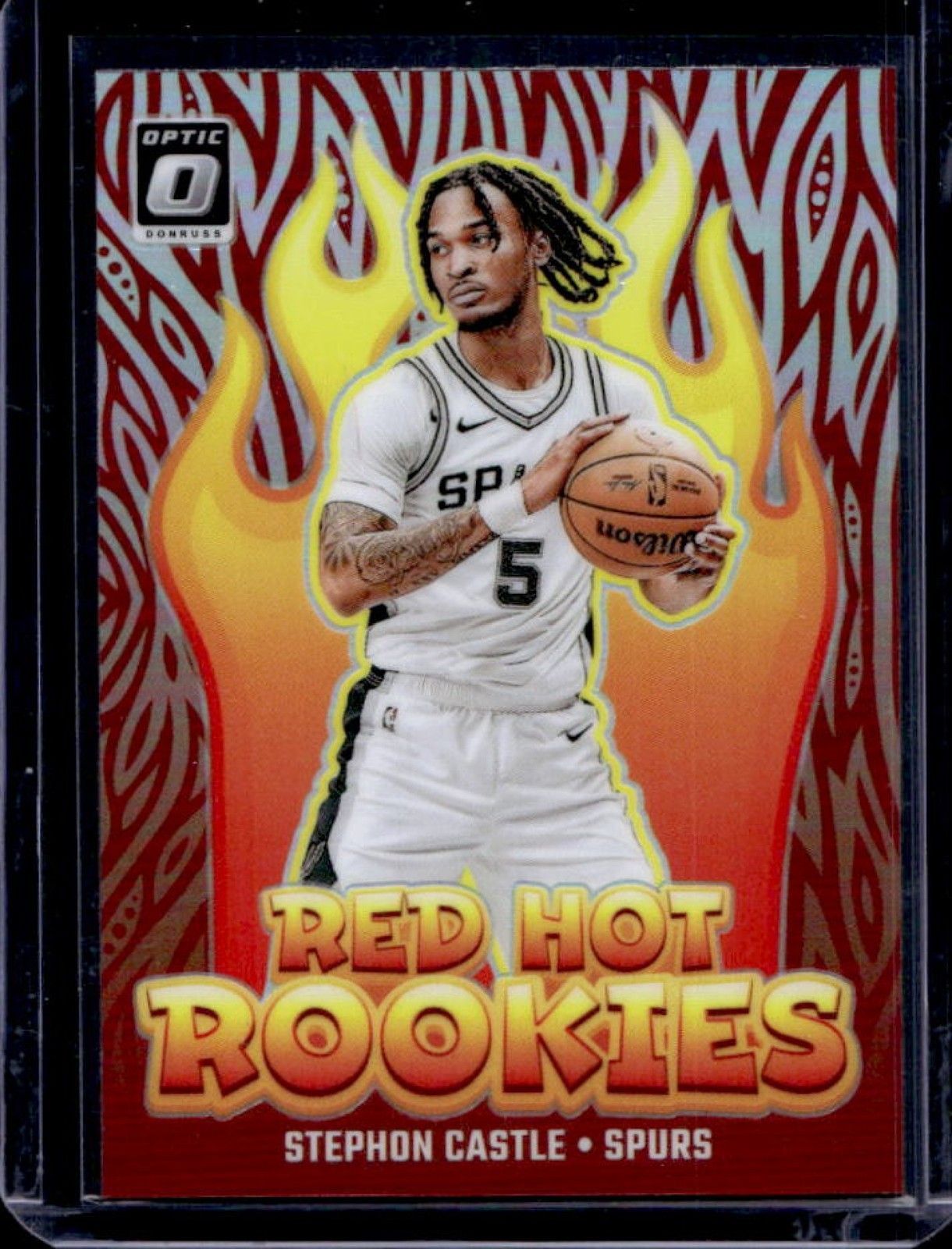 2024-25 Donruss Optic Stephon Castle Red Hot Rookies Holo RC #13 Spurs