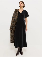 Soft Black Velvet Midi Dress Size 8 rrp £22