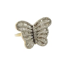 Beautiful 10K Yellow White Gold 2.50 Carat Natural Diamond Butterfly Ring