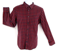 Banana Republic Long Sleeve Button Up Shirt Mens L Red Checks Tailored Slim Fit