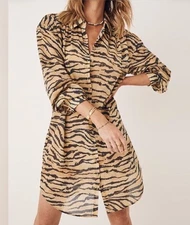 Spell and the Gypsy Collective Women's Sz XS Banksia Shirt Dress Animale Print