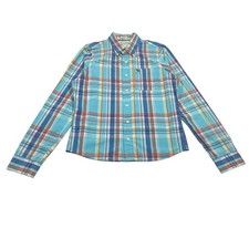 Abercrombie Fitch Blue Plaid Long Sleeve Button-Up Muscle Shirt Men's Size L