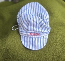 Vintage Train Engineer Hat Boys Toddler 3t Cap Striped Conductor Costume Thomas