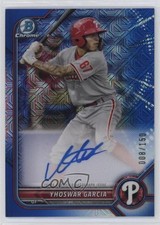 2022 Bowman Mega Box Chrome Mojo Blue Refractor 8/150 Yhoswar Garcia Auto 19b4
