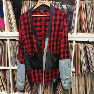 Custom Made Cardigan Flannel/Denim Men's Size XL