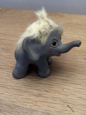 Vintage Rauls Happy Gang Elephant Troll 1960s/1970s Grey Troll Doll Animal Toy 