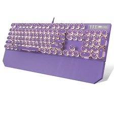 Mechanical Gaming Keyboard, Purple, 104 Keys, White Backlit, Blue Switch, Wired