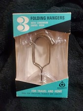 Folding Clothes Hangers for Travel VINTAGE Set of 3 Celebrity Chromium Hooks NEW