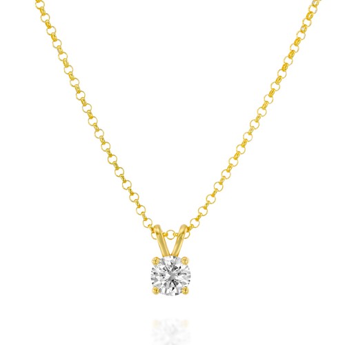 18K Yellow Gold Plated Silver Pendant Necklace With 0.50 TCW Moissanite (D/VVS) - Picture 3 of 5