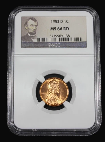 1953 D  LINCOLN  WHEAT CENT PENNY NGC MS66 UNC MS66RD US COIN CERT# 3779969-138